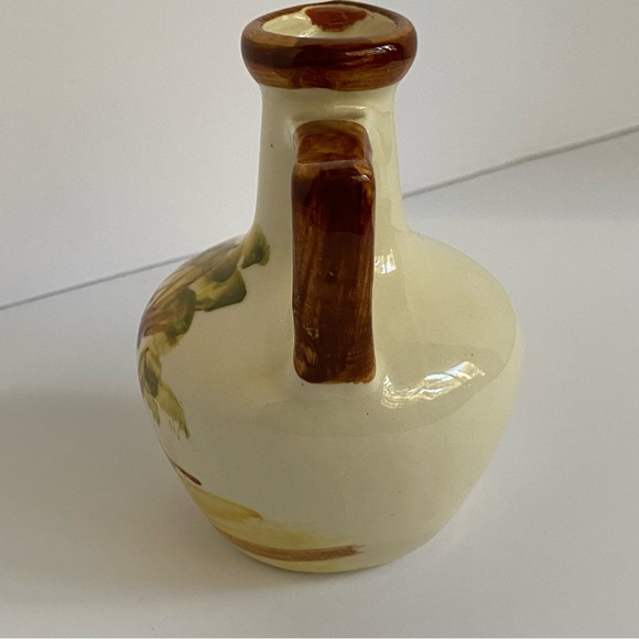 Vintage Vermont Maple Syrup Jug Hand Painted Pottery Pitcher VT 5” Brown beige - Picture 13 of 15